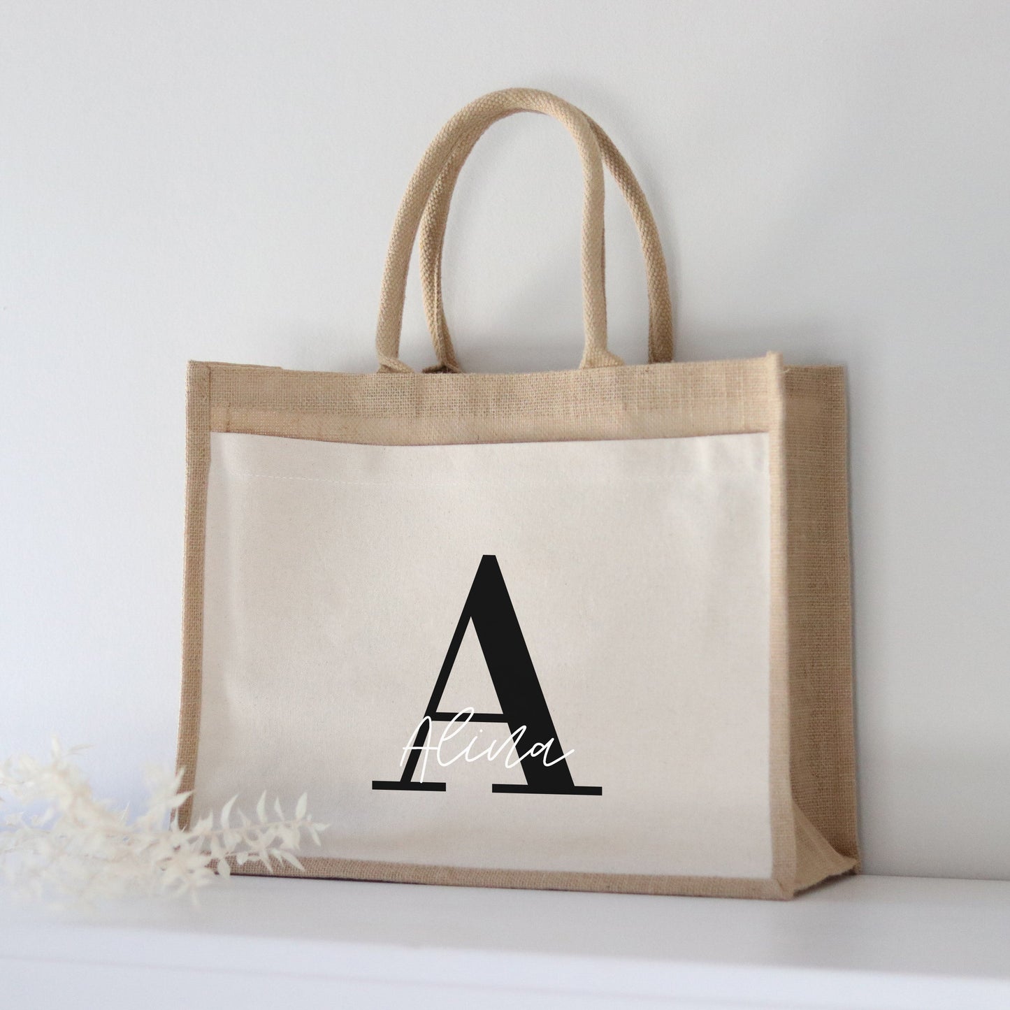 Personalisierte Jutetasche | Initiale Name